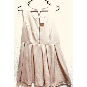 NWT Forever 21 Womens Dusty Pink Textured Short Flair Dress 1X Plus Zip Back